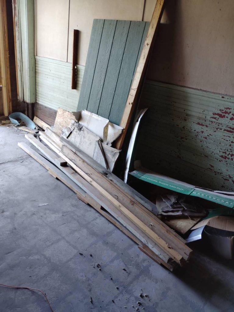 Stored material in a garage before cleanout