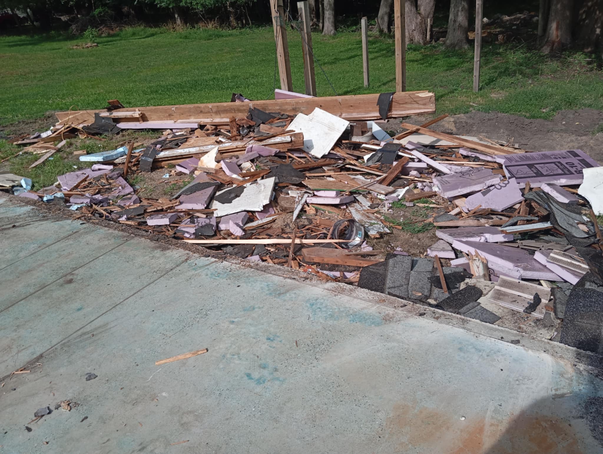 Demolition debris ready for removal